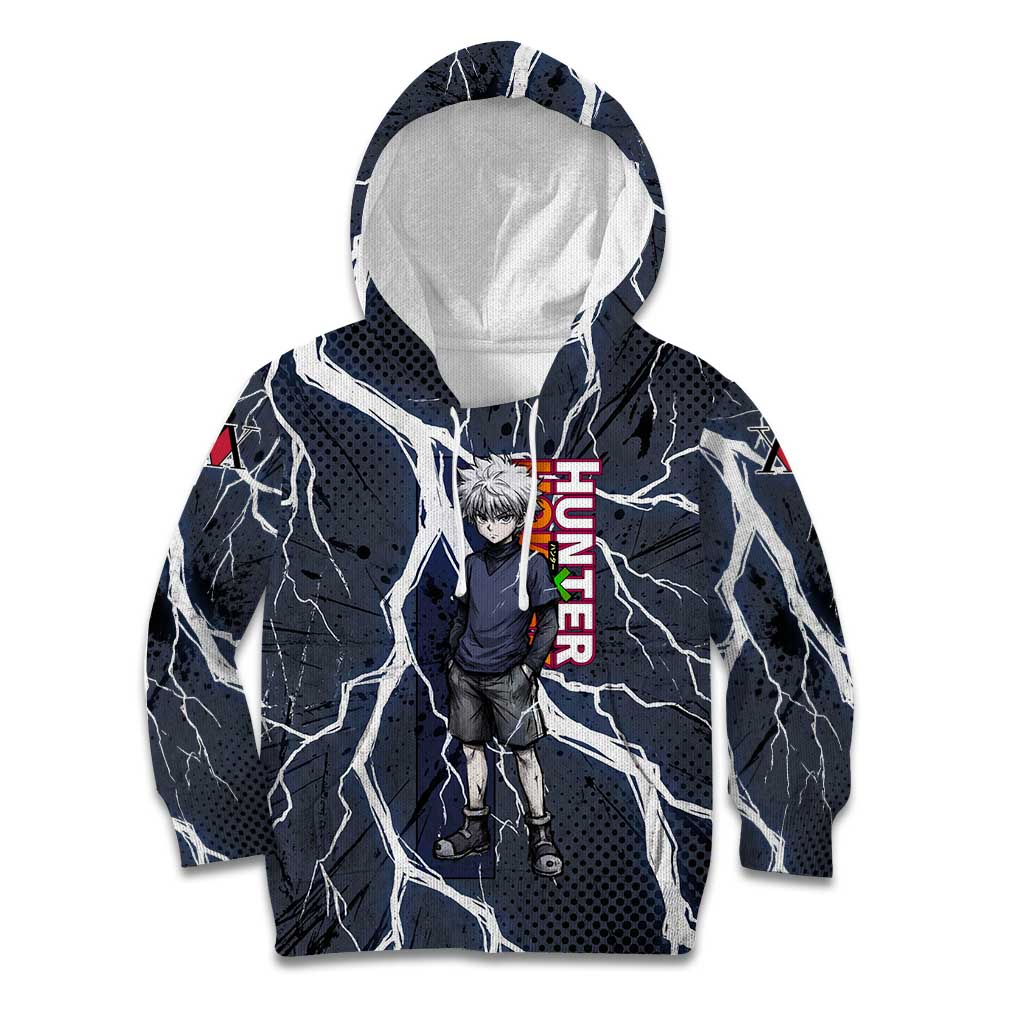 Killua Zoldyck Hunter x Hunter Lightning Aura Design Kid Hoodie with Transformation Artwork and Anime Style Graphics - The Mazicc