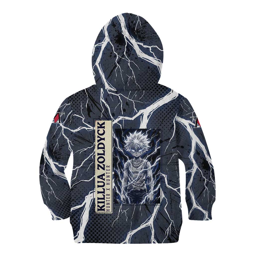 Killua Zoldyck Hunter x Hunter Lightning Aura Design Kid Hoodie with Transformation Artwork and Anime Style Graphics - The Mazicc
