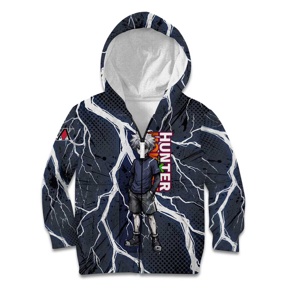 Killua Zoldyck Hunter x Hunter Lightning Aura Design Kid Hoodie with Transformation Artwork and Anime Style Graphics - The Mazicc