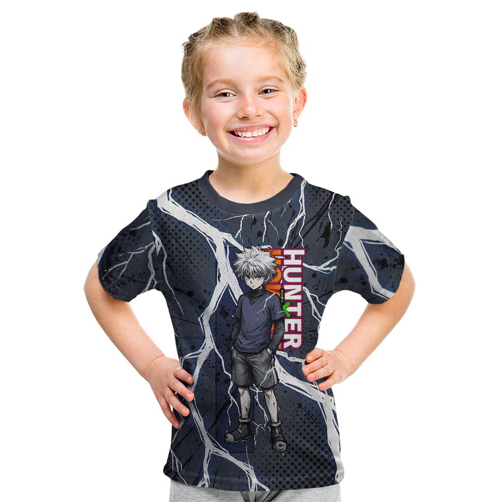 Killua Zoldyck Hunter x Hunter Lightning Aura Design Kid T Shirt with Transformation Artwork and Anime Style Graphics - The Mazicc