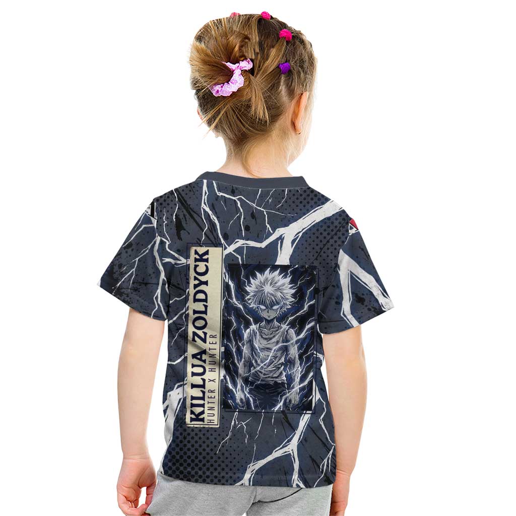 Killua Zoldyck Hunter x Hunter Lightning Aura Design Kid T Shirt with Transformation Artwork and Anime Style Graphics - The Mazicc