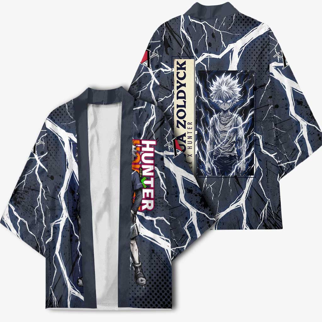 Killua Zoldyck Hunter x Hunter Lightning Aura Design Kimono with Transformation Artwork and Anime Style Graphics - The Mazicc