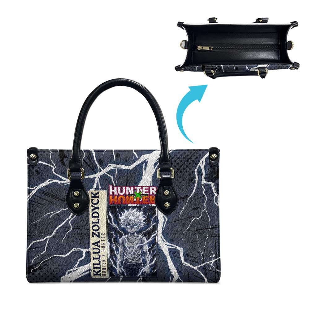 Killua Zoldyck Hunter x Hunter Lightning Aura Design Leather Bag with Transformation Artwork and Anime Style Graphics - The Mazicc
