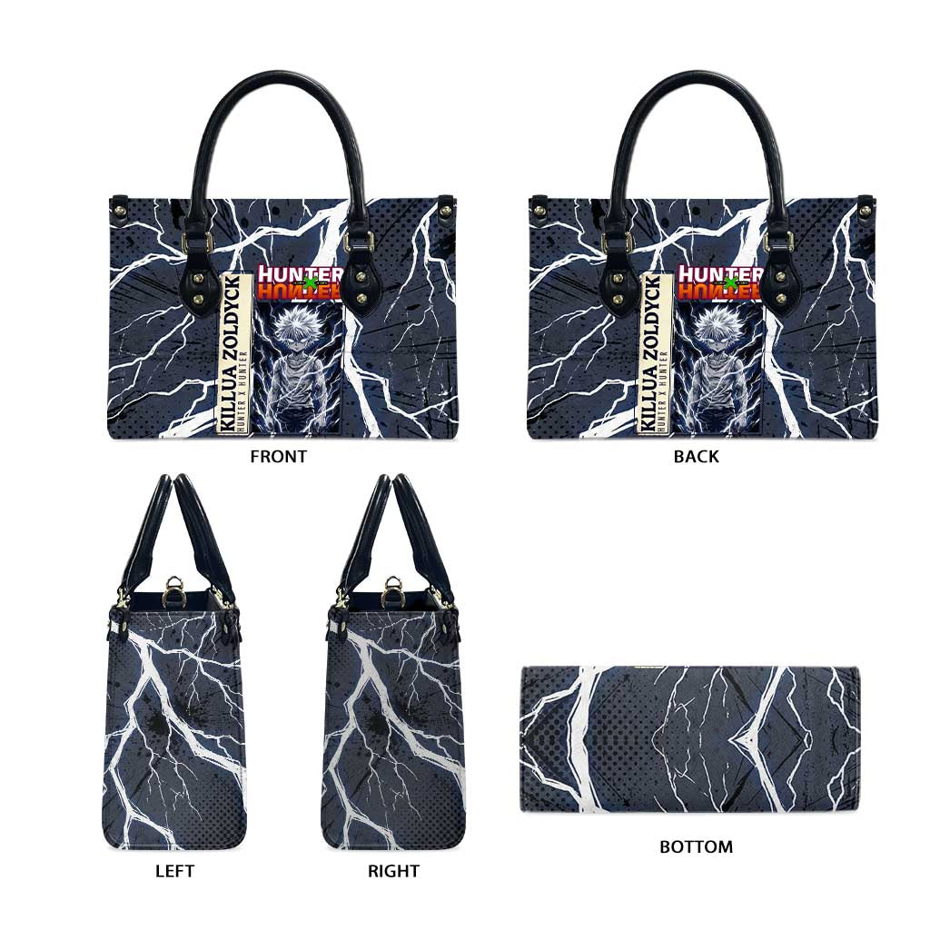 Killua Zoldyck Hunter x Hunter Lightning Aura Design Leather Bag with Transformation Artwork and Anime Style Graphics - The Mazicc