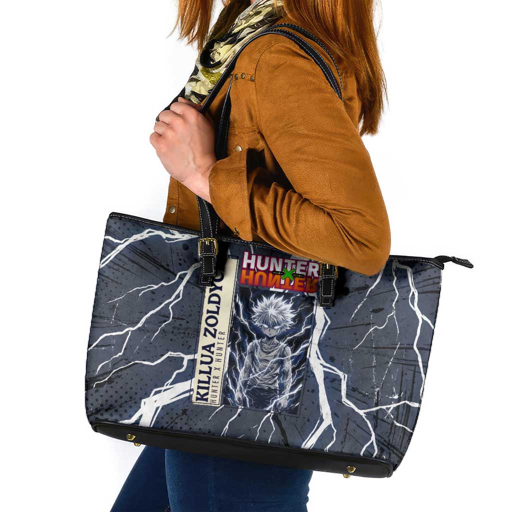 Killua Zoldyck Hunter x Hunter Lightning Aura Design Leather Tote Bag with Transformation Artwork and Anime Style Graphics - The Mazicc