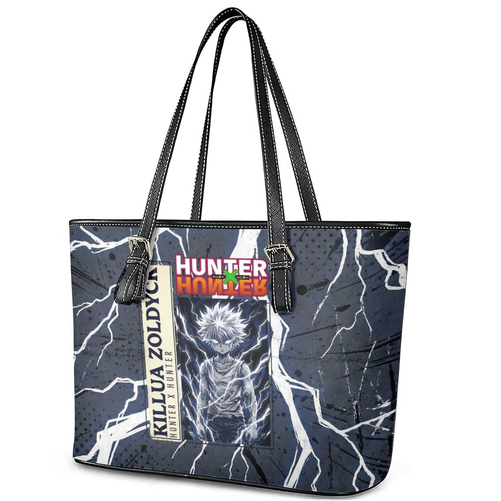 Killua Zoldyck Hunter x Hunter Lightning Aura Design Leather Tote Bag with Transformation Artwork and Anime Style Graphics - The Mazicc