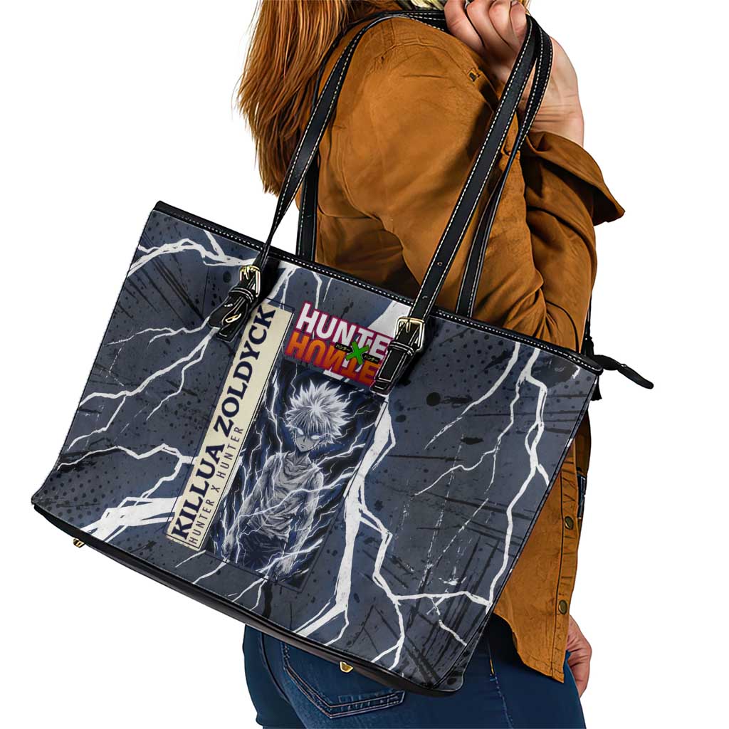 Killua Zoldyck Hunter x Hunter Lightning Aura Design Leather Tote Bag with Transformation Artwork and Anime Style Graphics - The Mazicc