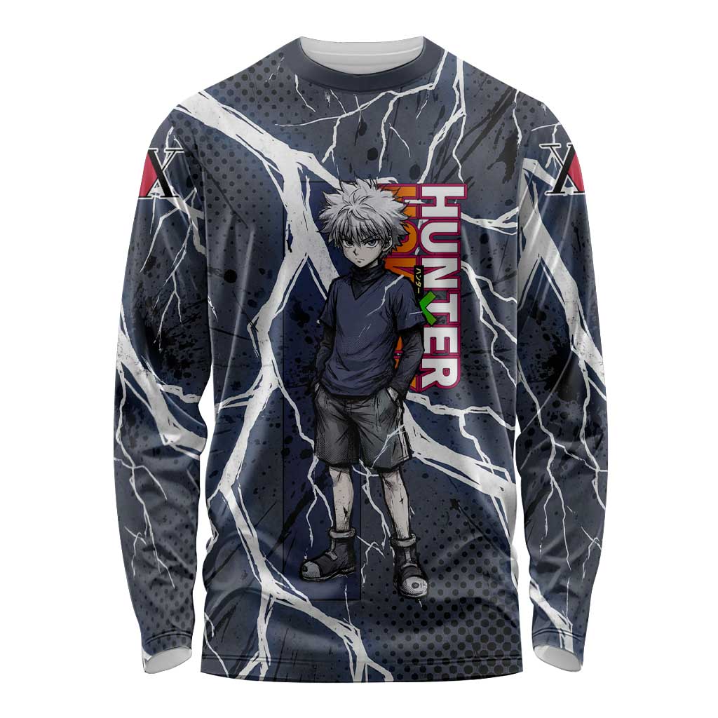 Killua Zoldyck Hunter x Hunter Lightning Aura Design Long Sleeve Shirt with Transformation Artwork and Anime Style Graphics - The Mazicc