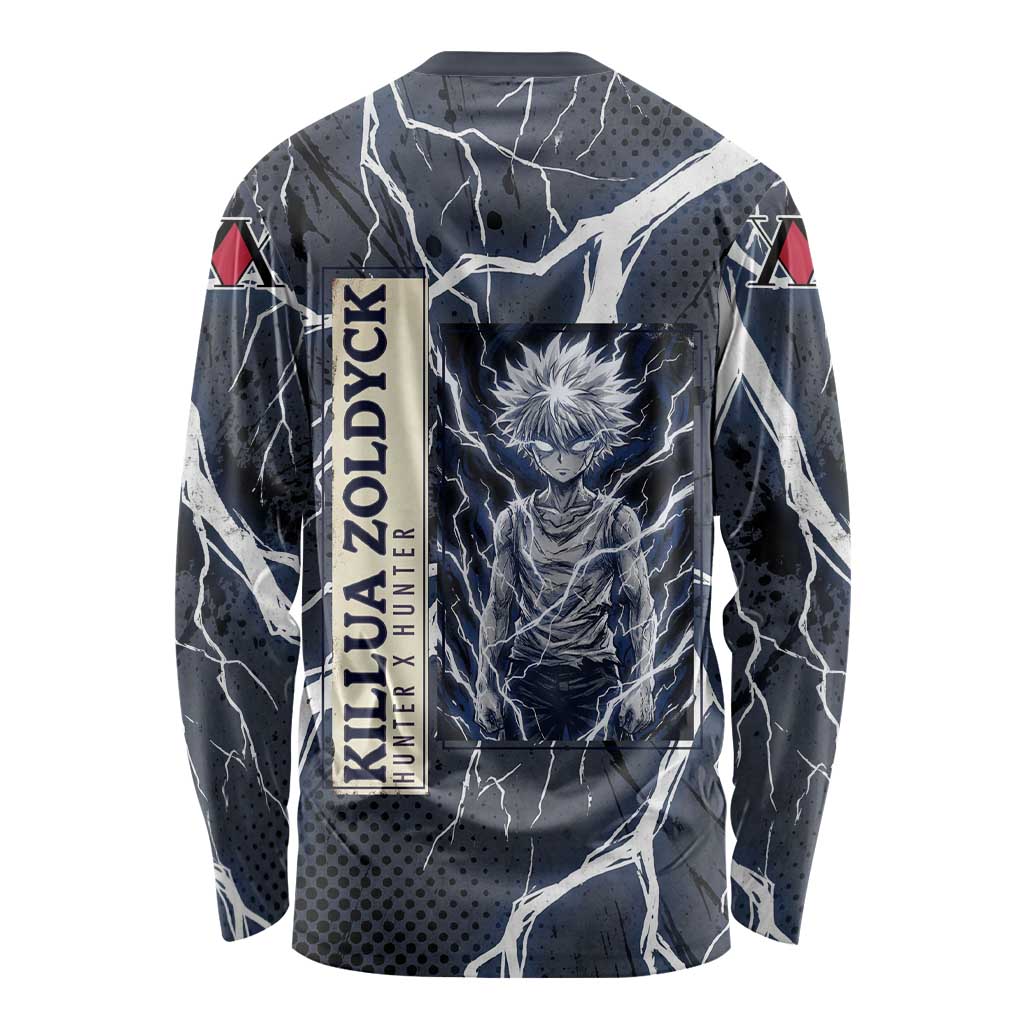 Killua Zoldyck Hunter x Hunter Lightning Aura Design Long Sleeve Shirt with Transformation Artwork and Anime Style Graphics - The Mazicc