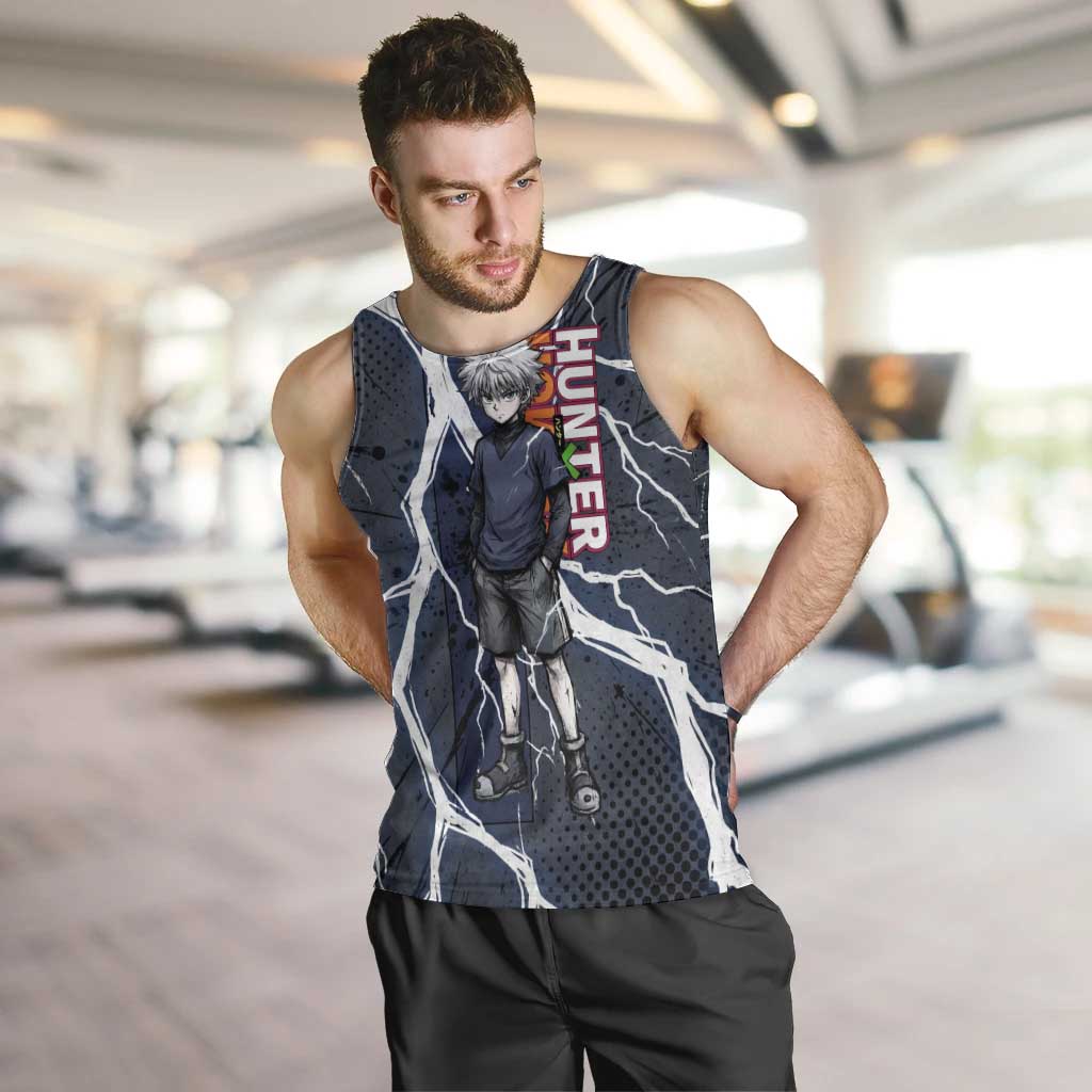 Killua Zoldyck Hunter x Hunter Lightning Aura Design Men Tank Top with Transformation Artwork and Anime Style Graphics - The Mazicc