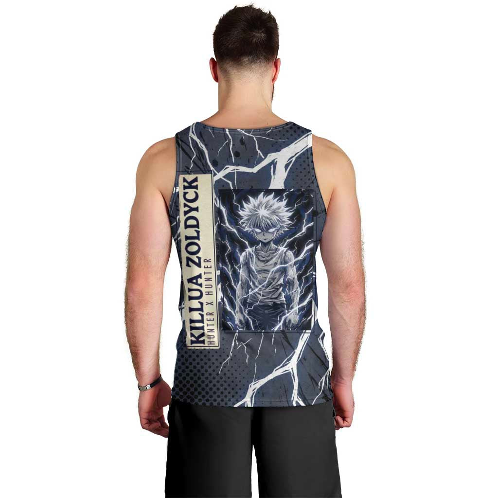 Killua Zoldyck Hunter x Hunter Lightning Aura Design Men Tank Top with Transformation Artwork and Anime Style Graphics - The Mazicc