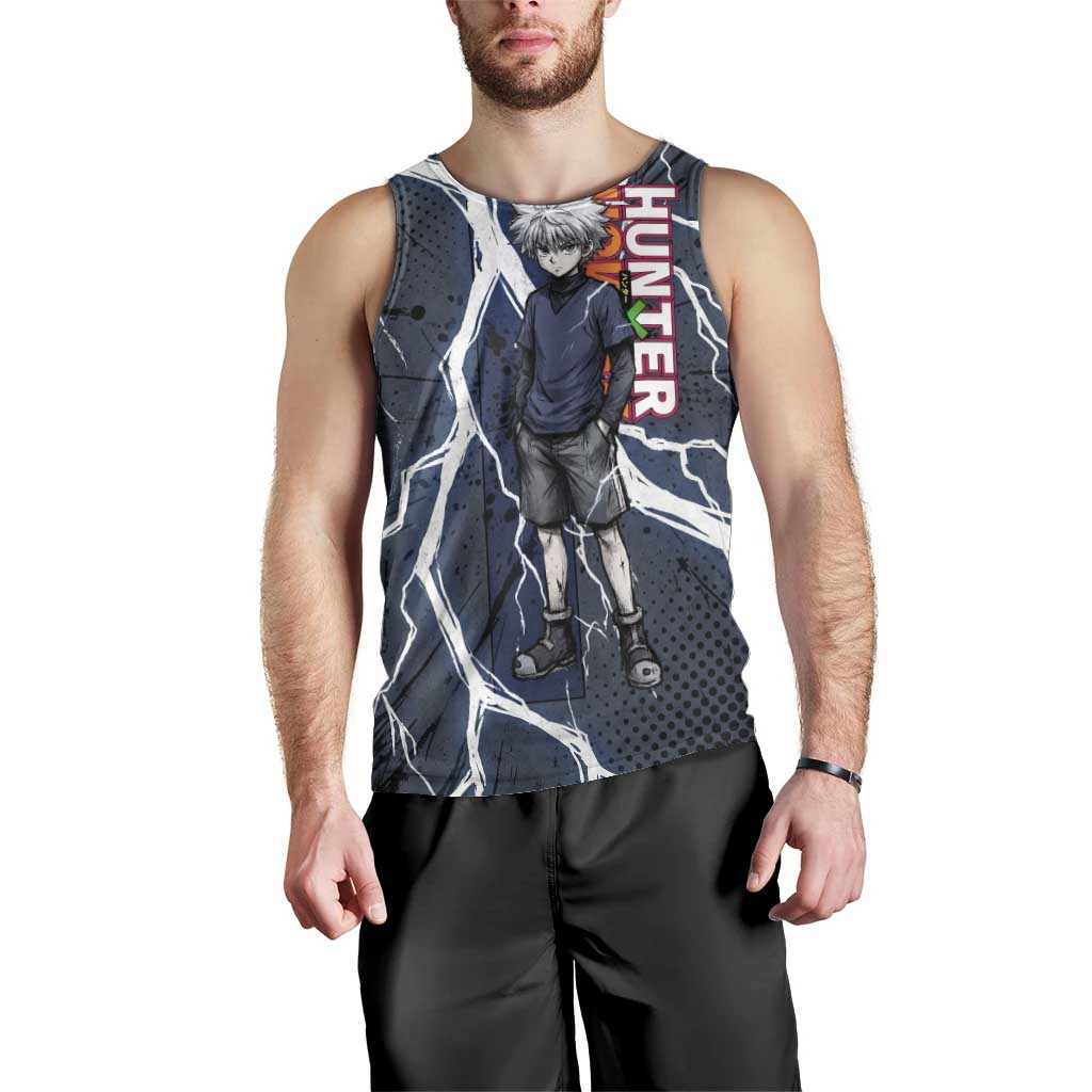 Killua Zoldyck Hunter x Hunter Lightning Aura Design Men Tank Top with Transformation Artwork and Anime Style Graphics - The Mazicc