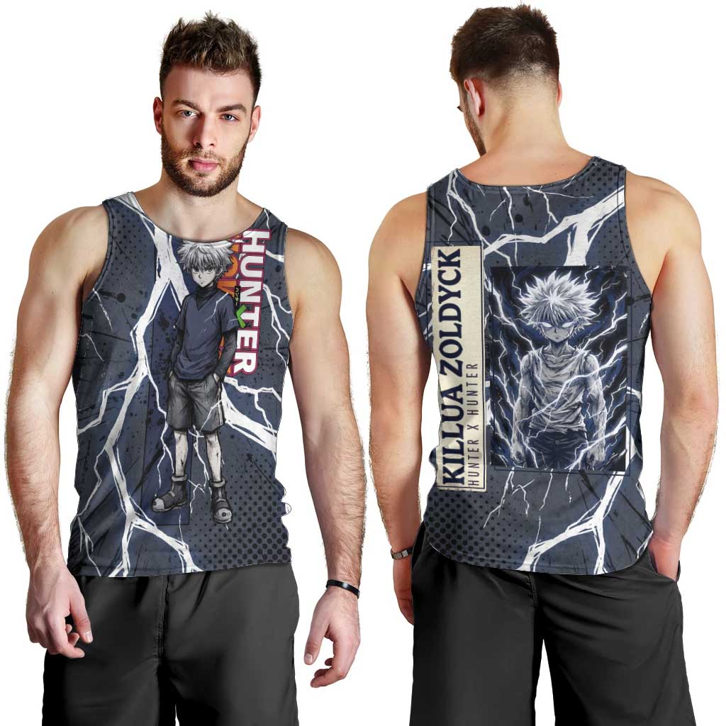 Killua Zoldyck Hunter x Hunter Lightning Aura Design Men Tank Top with Transformation Artwork and Anime Style Graphics - The Mazicc