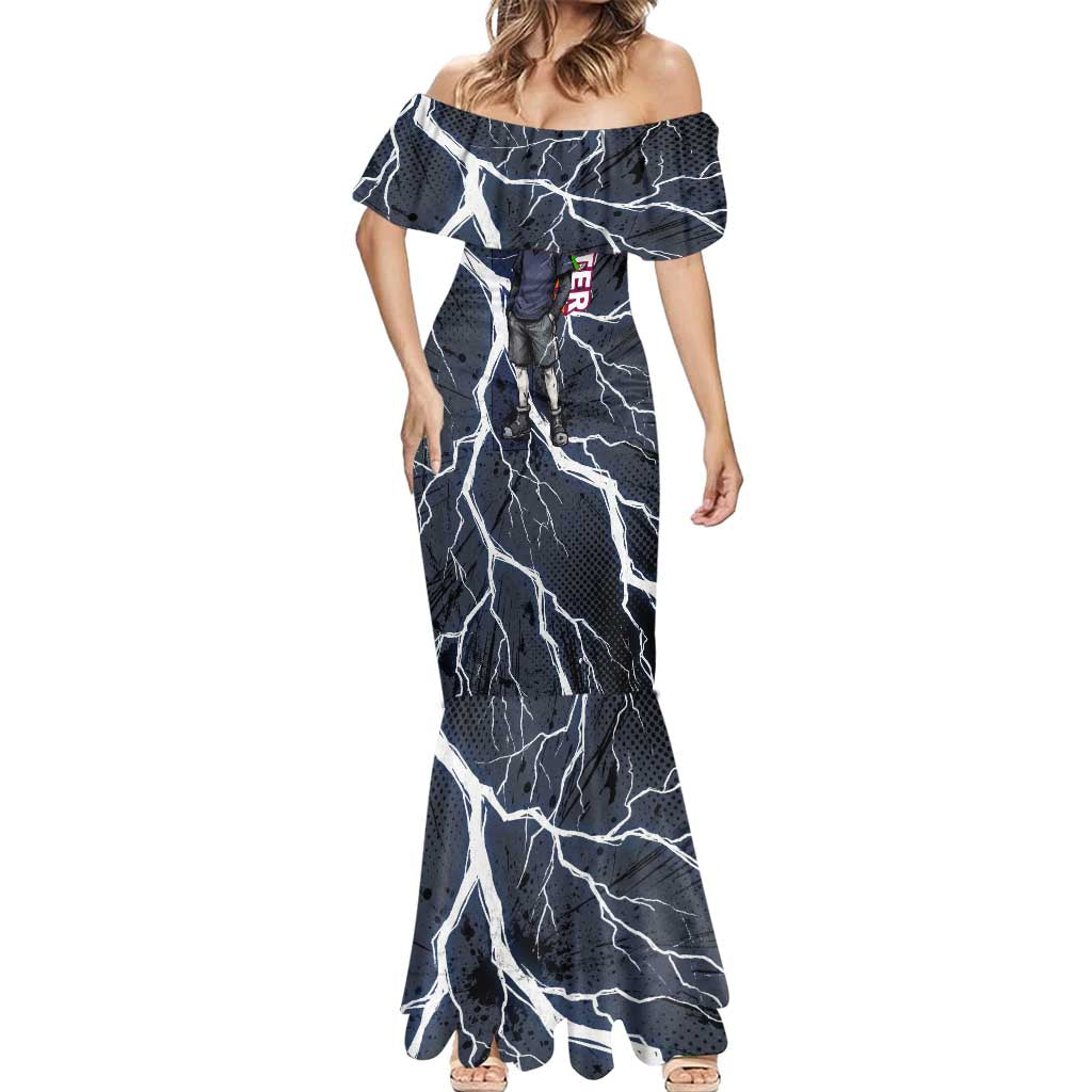 Killua Zoldyck Hunter x Hunter Lightning Aura Design Mermaid Dress with Transformation Artwork and Anime Style Graphics - The Mazicc
