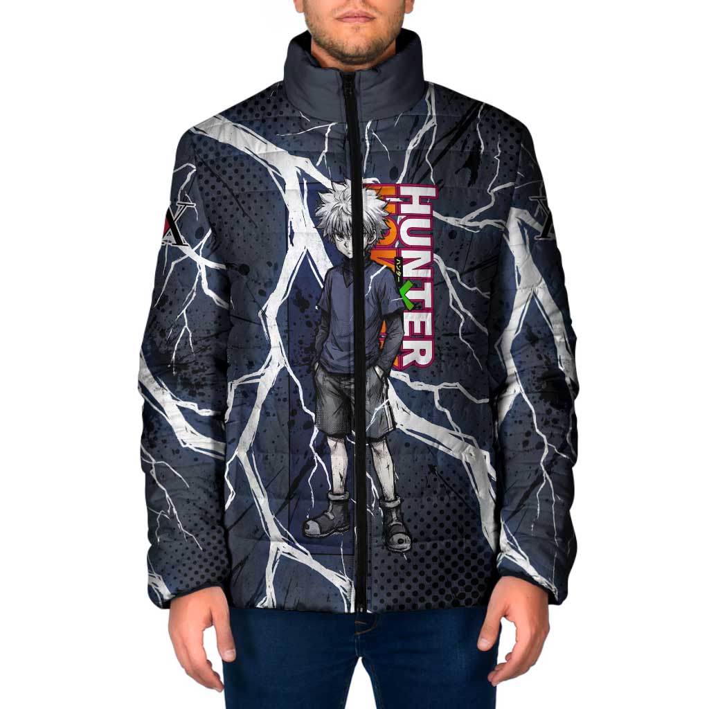 Killua Zoldyck Hunter x Hunter Lightning Aura Design Padded Jacket with Transformation Artwork and Anime Style Graphics - The Mazicc