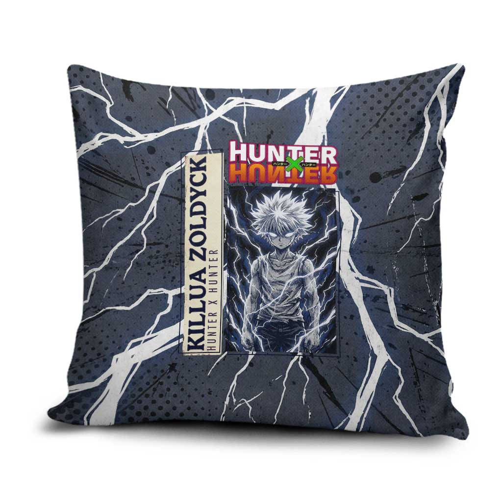 Killua Zoldyck Hunter x Hunter Lightning Aura Design Pillow Cover with Transformation Artwork and Anime Style Graphics - The Mazicc