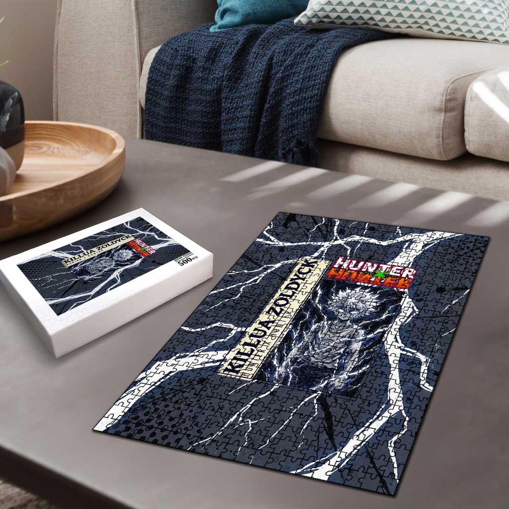 Killua Zoldyck Hunter x Hunter Lightning Aura Design Puzzle with Transformation Artwork and Anime Style Graphics - The Mazicc
