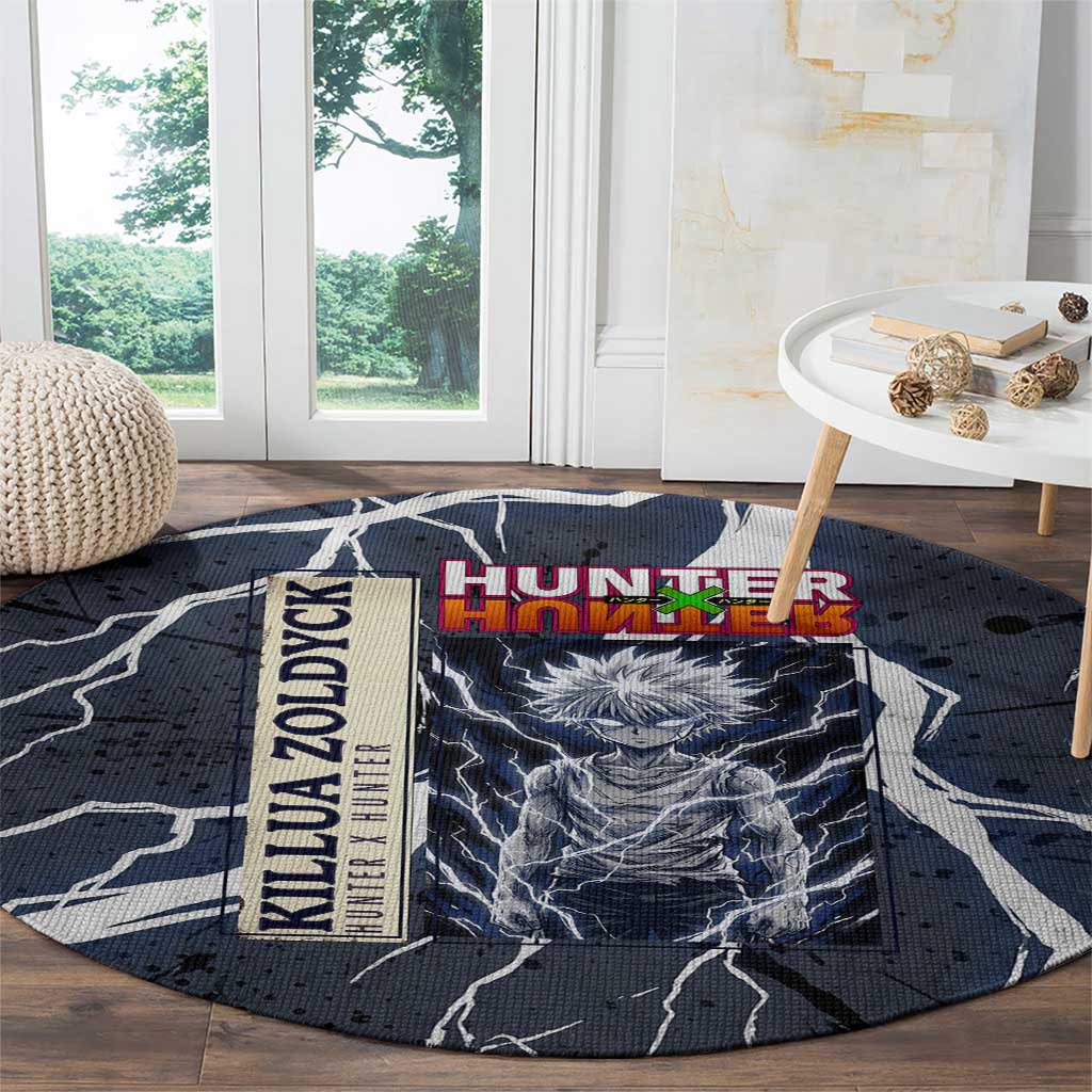 Killua Zoldyck Hunter x Hunter Lightning Aura Design Round Carpet with Transformation Artwork and Anime Style Graphics - The Mazicc