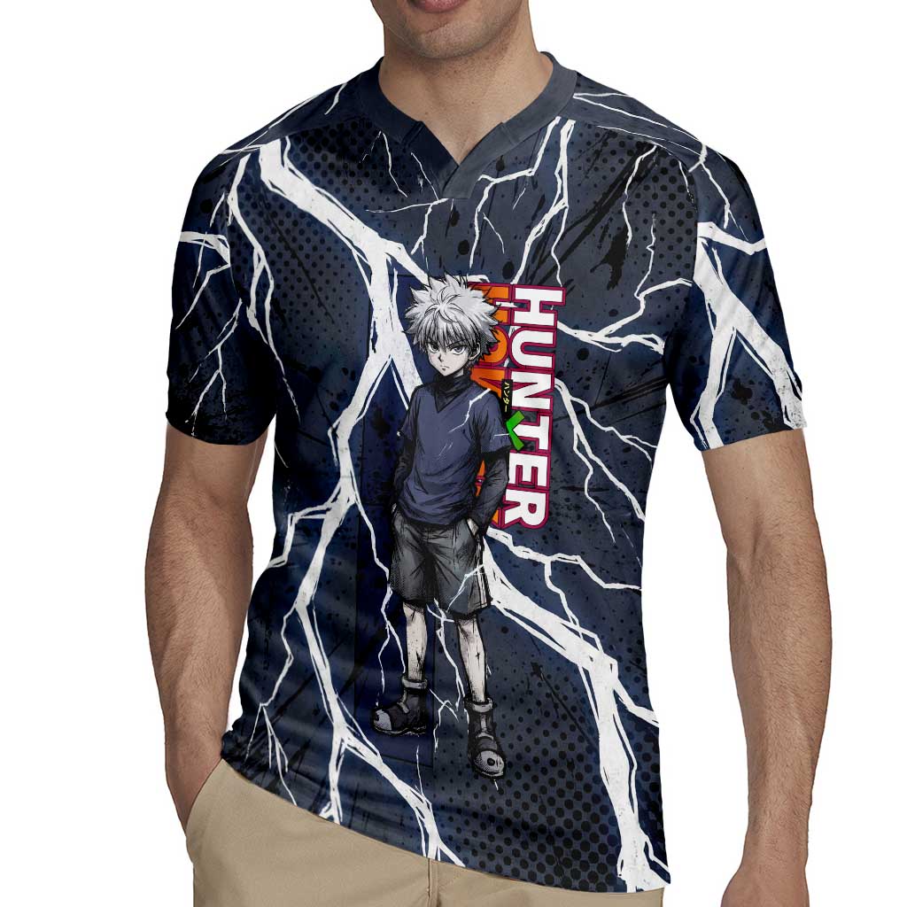 Killua Zoldyck Hunter x Hunter Lightning Aura Design Rugby Jersey with Transformation Artwork and Anime Style Graphics - The Mazicc