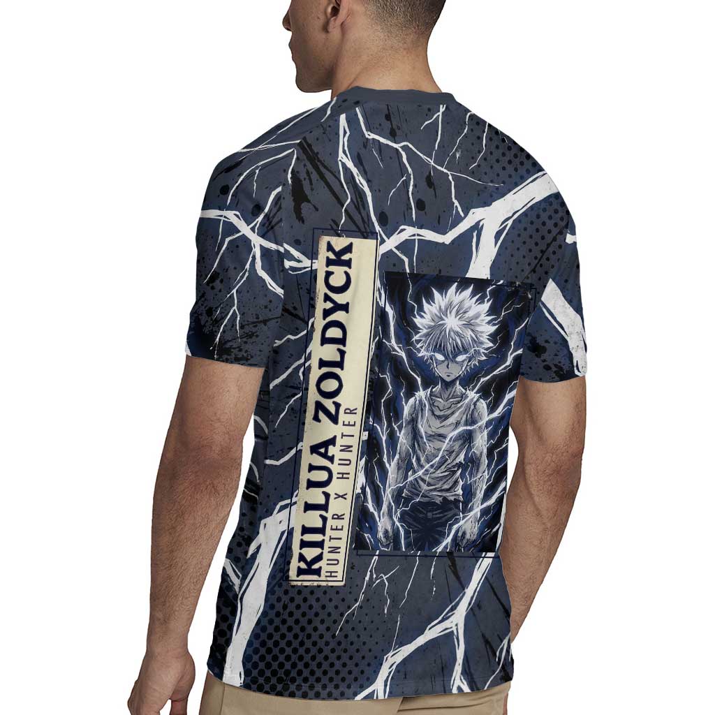 Killua Zoldyck Hunter x Hunter Lightning Aura Design Rugby Jersey with Transformation Artwork and Anime Style Graphics - The Mazicc