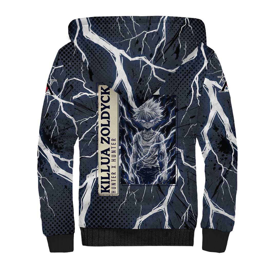 Killua Zoldyck Hunter x Hunter Lightning Aura Design Sherpa Hoodie with Transformation Artwork and Anime Style Graphics - The Mazicc