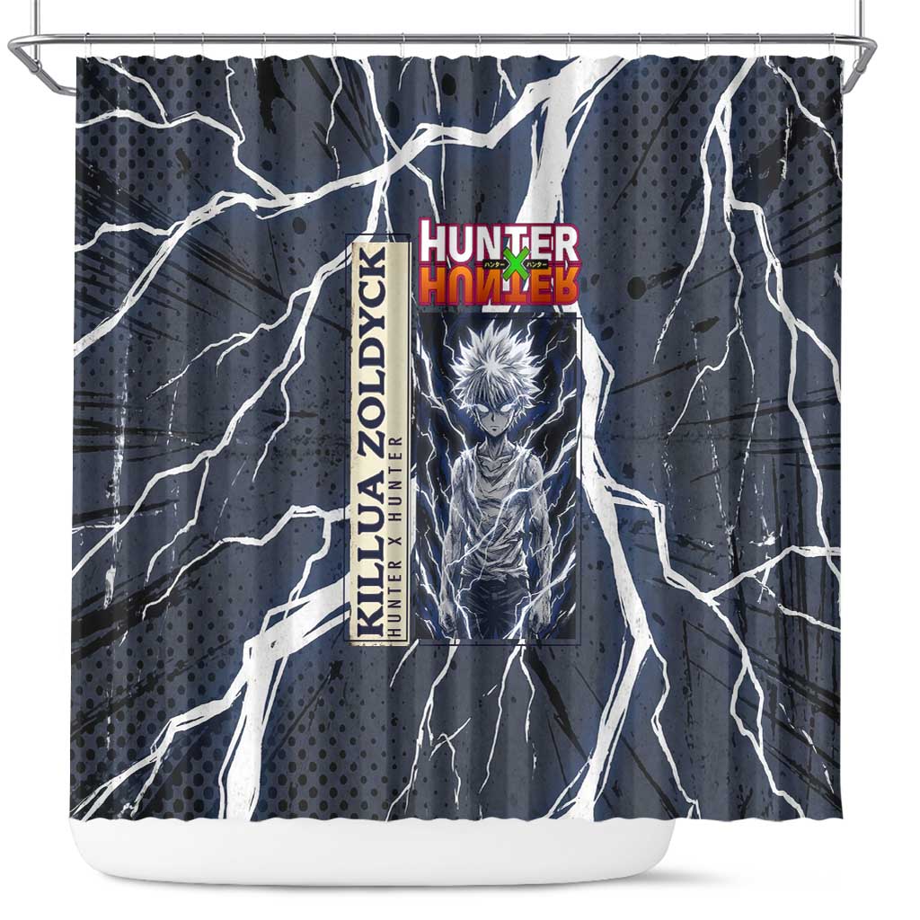 Killua Zoldyck Hunter x Hunter Lightning Aura Design Shower Curtain with Transformation Artwork and Anime Style Graphics - The Mazicc