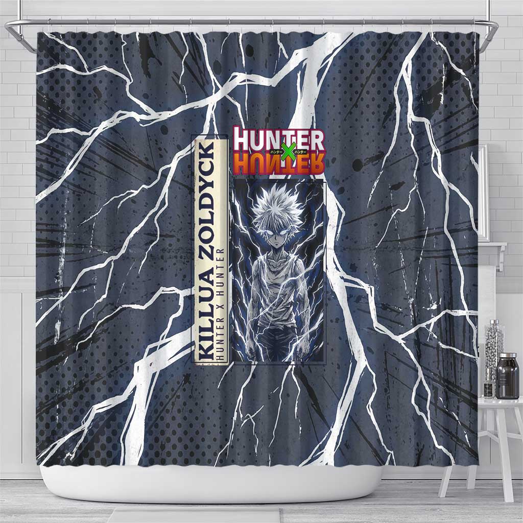 Killua Zoldyck Hunter x Hunter Lightning Aura Design Shower Curtain with Transformation Artwork and Anime Style Graphics - The Mazicc