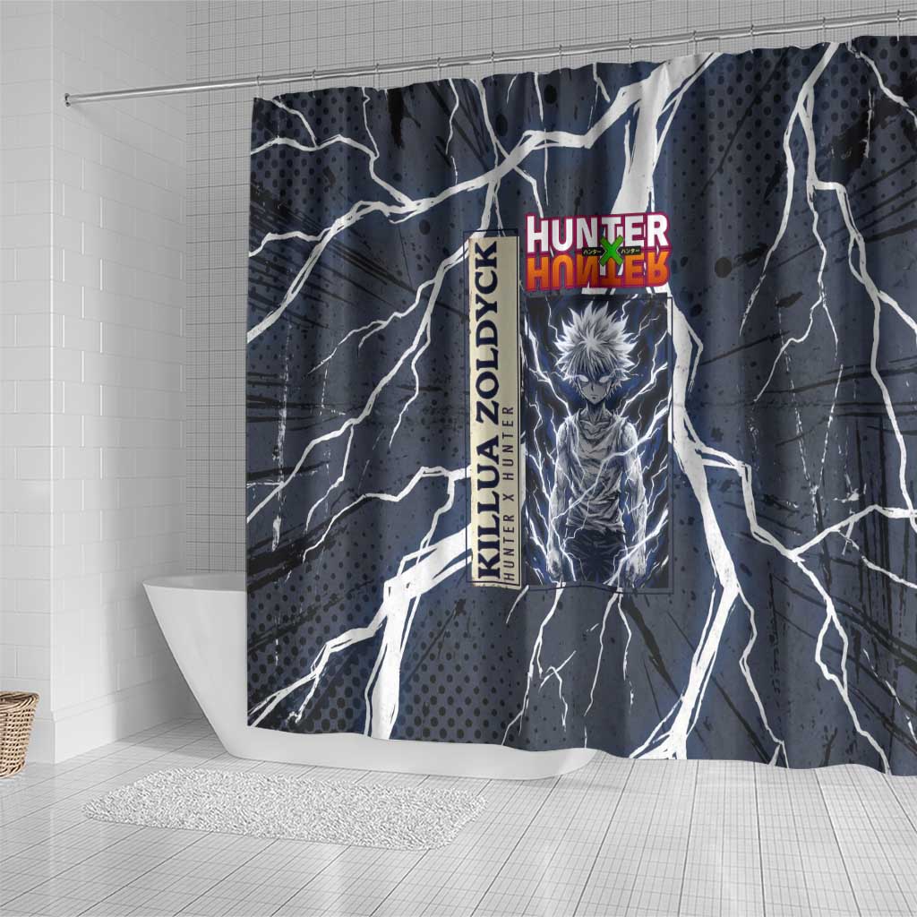 Killua Zoldyck Hunter x Hunter Lightning Aura Design Shower Curtain with Transformation Artwork and Anime Style Graphics - The Mazicc