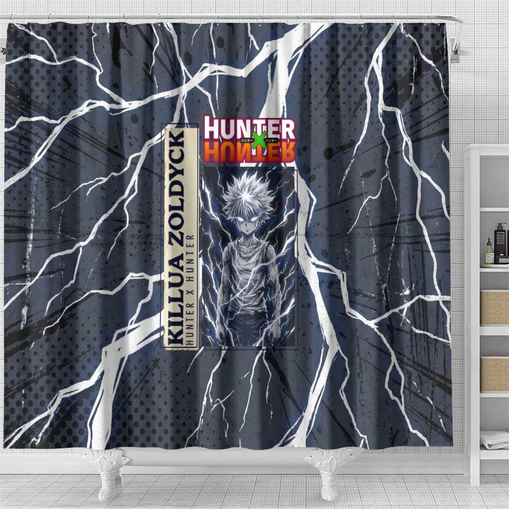 Killua Zoldyck Hunter x Hunter Lightning Aura Design Shower Curtain with Transformation Artwork and Anime Style Graphics - The Mazicc