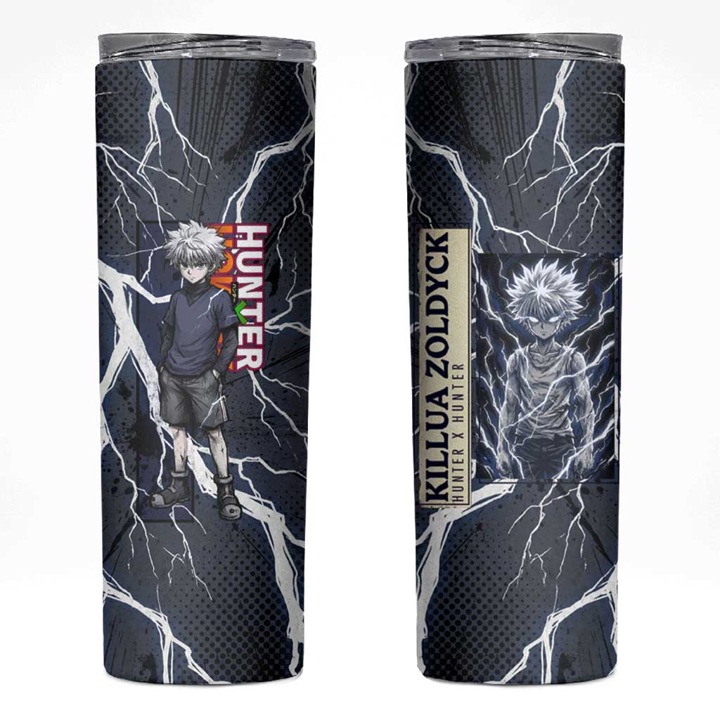 Killua Zoldyck Hunter x Hunter Lightning Aura Design Skinny Tumbler with Transformation Artwork and Anime Style Graphics - The Mazicc