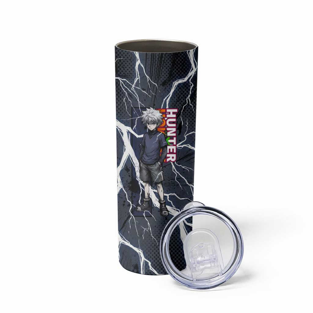 Killua Zoldyck Hunter x Hunter Lightning Aura Design Skinny Tumbler with Transformation Artwork and Anime Style Graphics - The Mazicc