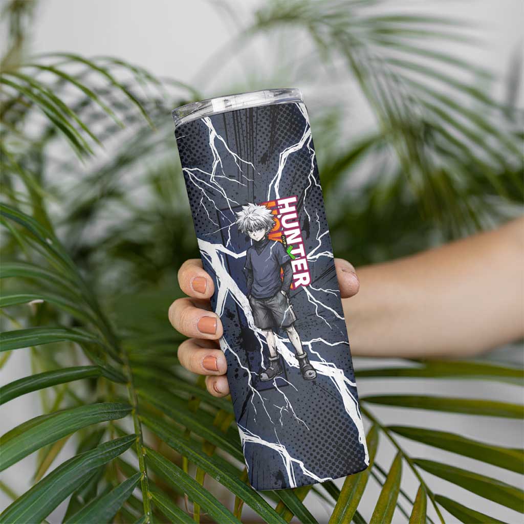 Killua Zoldyck Hunter x Hunter Lightning Aura Design Skinny Tumbler with Transformation Artwork and Anime Style Graphics - The Mazicc