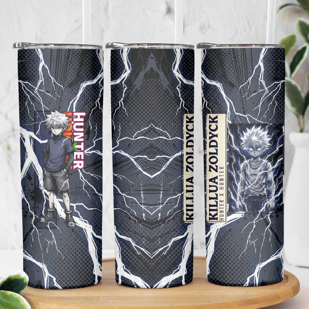 Killua Zoldyck Hunter x Hunter Lightning Aura Design Skinny Tumbler with Transformation Artwork and Anime Style Graphics - The Mazicc