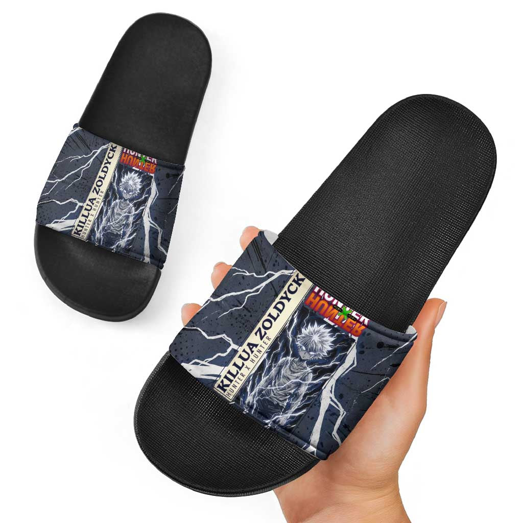 Killua Zoldyck Hunter x Hunter Lightning Aura Design Slide Sandals with Transformation Artwork and Anime Style Graphics - The Mazicc