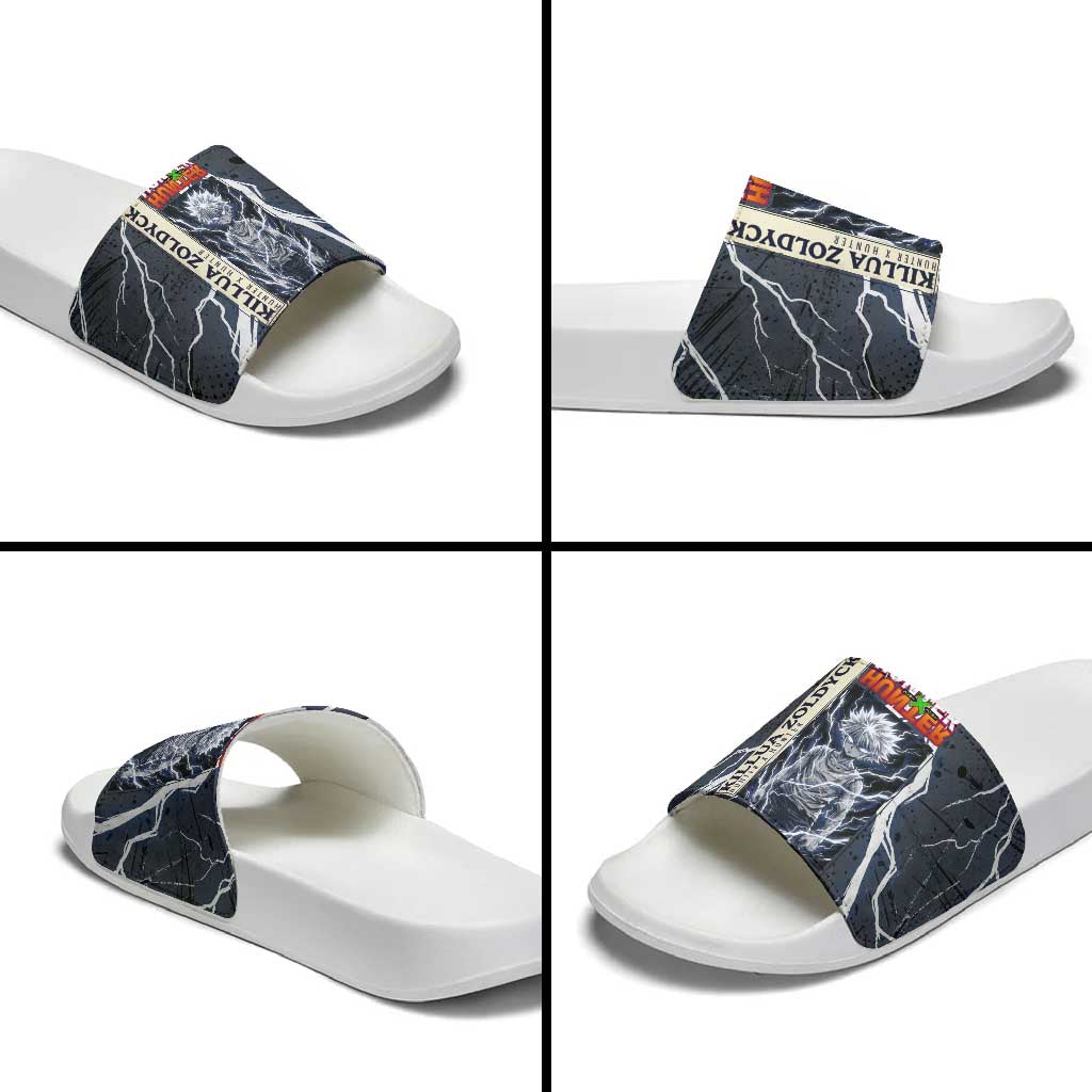 Killua Zoldyck Hunter x Hunter Lightning Aura Design Slide Sandals with Transformation Artwork and Anime Style Graphics - The Mazicc