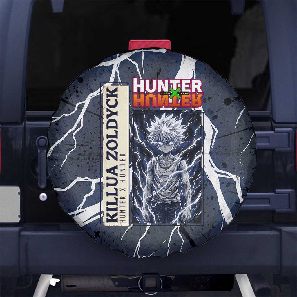 Killua Zoldyck Hunter x Hunter Lightning Aura Design Spare Tire Cover with Transformation Artwork and Anime Style Graphics - The Mazicc