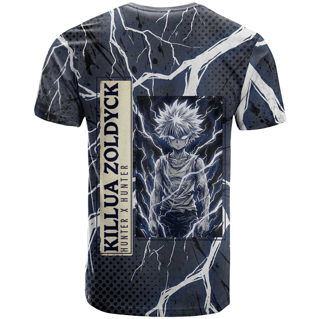 Killua Zoldyck Hunter x Hunter Lightning Aura Design T Shirt with Transformation Artwork and Anime Style Graphics - The Mazicc