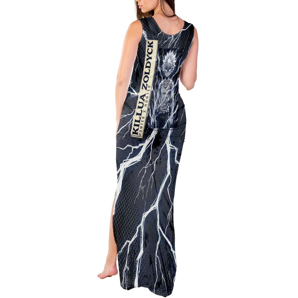 Killua Zoldyck Hunter x Hunter Lightning Aura Design Tank Maxi Dress with Transformation Artwork and Anime Style Graphics - The Mazicc