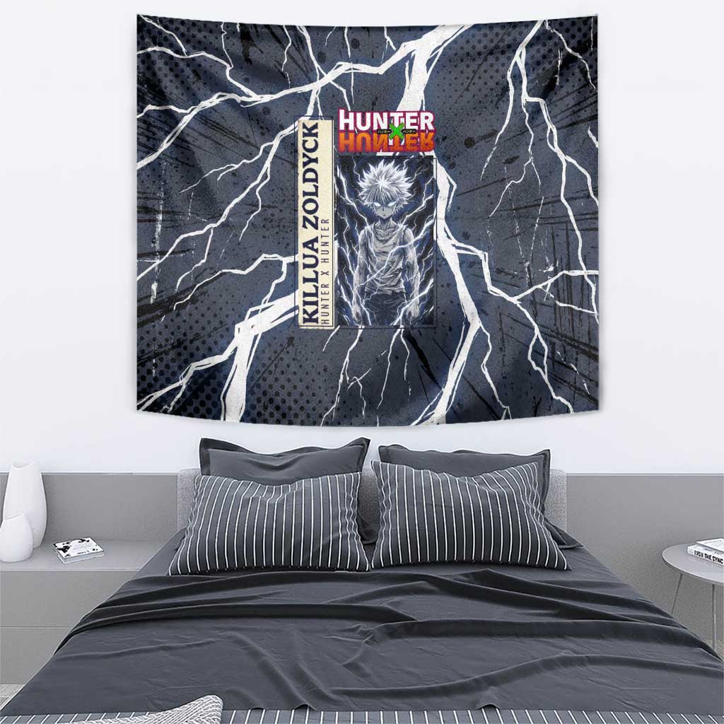 Killua Zoldyck Hunter x Hunter Lightning Aura Design Tapestry with Transformation Artwork and Anime Style Graphics - The Mazicc