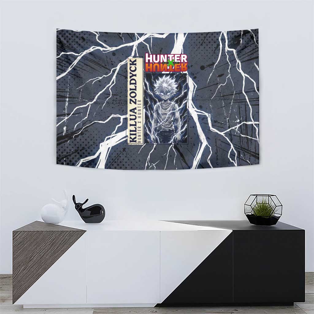 Killua Zoldyck Hunter x Hunter Lightning Aura Design Tapestry with Transformation Artwork and Anime Style Graphics - The Mazicc