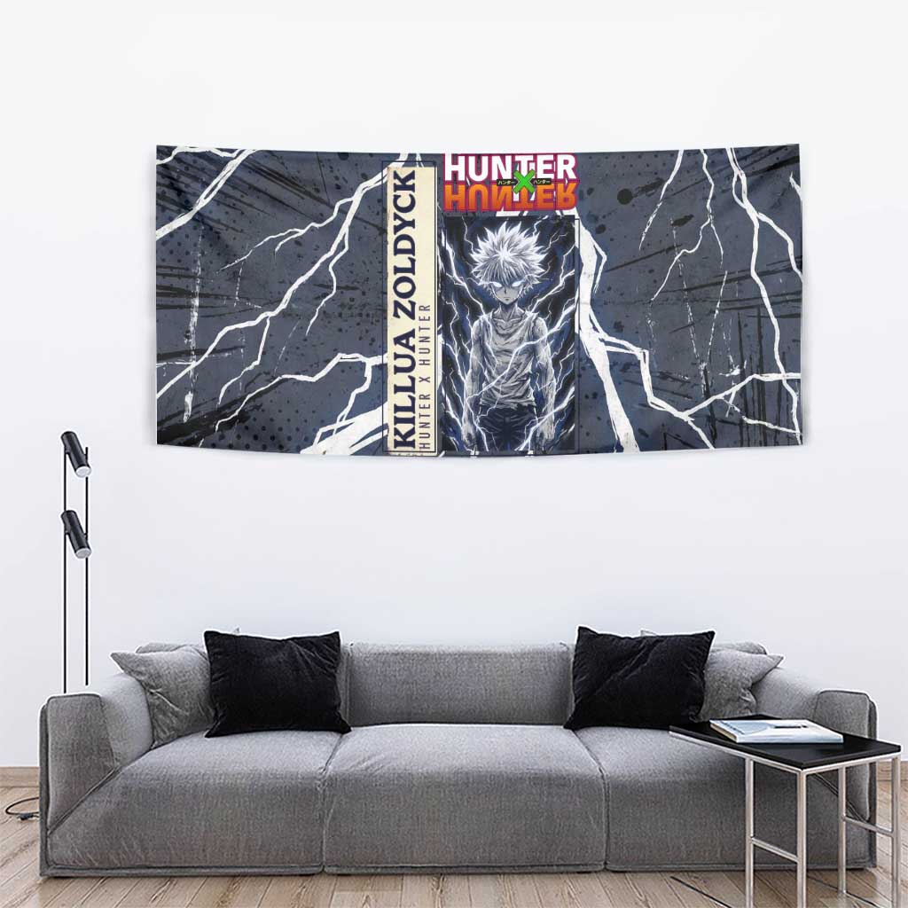 Killua Zoldyck Hunter x Hunter Lightning Aura Design Tapestry with Transformation Artwork and Anime Style Graphics - The Mazicc