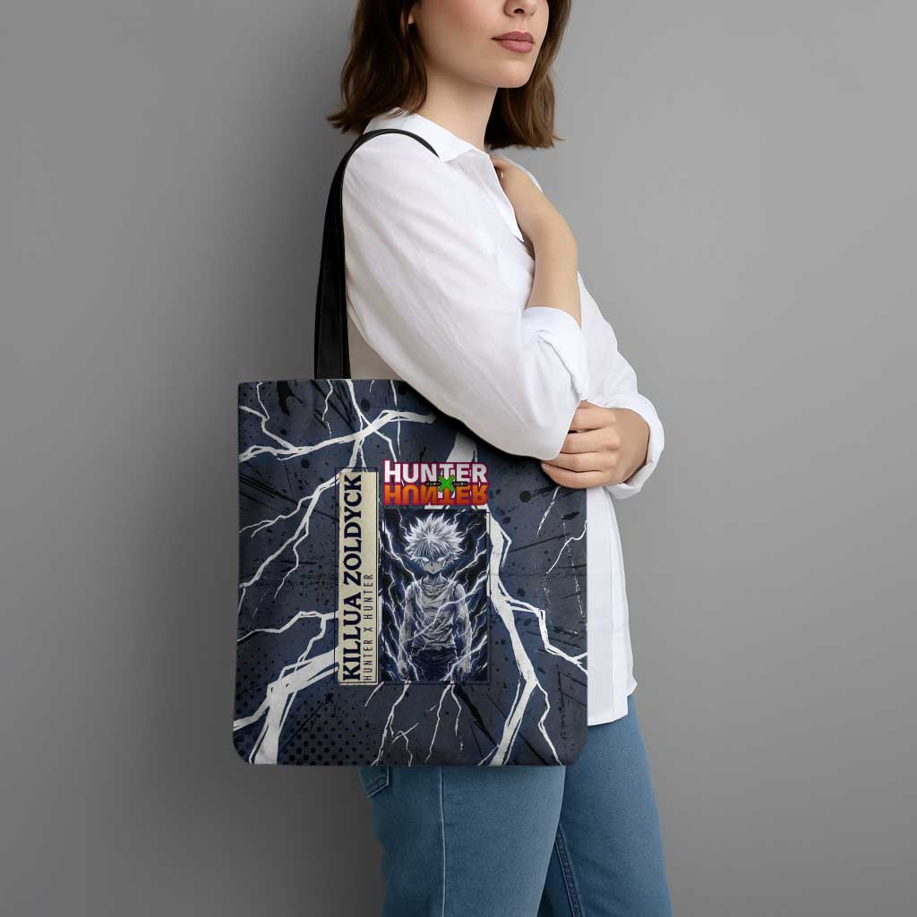 Killua Zoldyck Hunter x Hunter Lightning Aura Design Tote Bag with Transformation Artwork and Anime Style Graphics - The Mazicc