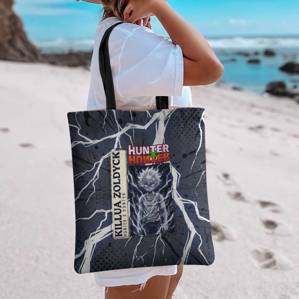 Killua Zoldyck Hunter x Hunter Lightning Aura Design Tote Bag with Transformation Artwork and Anime Style Graphics - The Mazicc