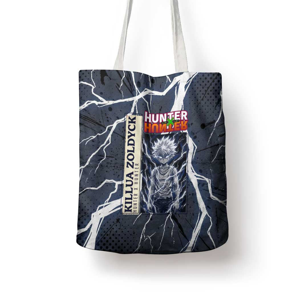 Killua Zoldyck Hunter x Hunter Lightning Aura Design Tote Bag with Transformation Artwork and Anime Style Graphics - The Mazicc