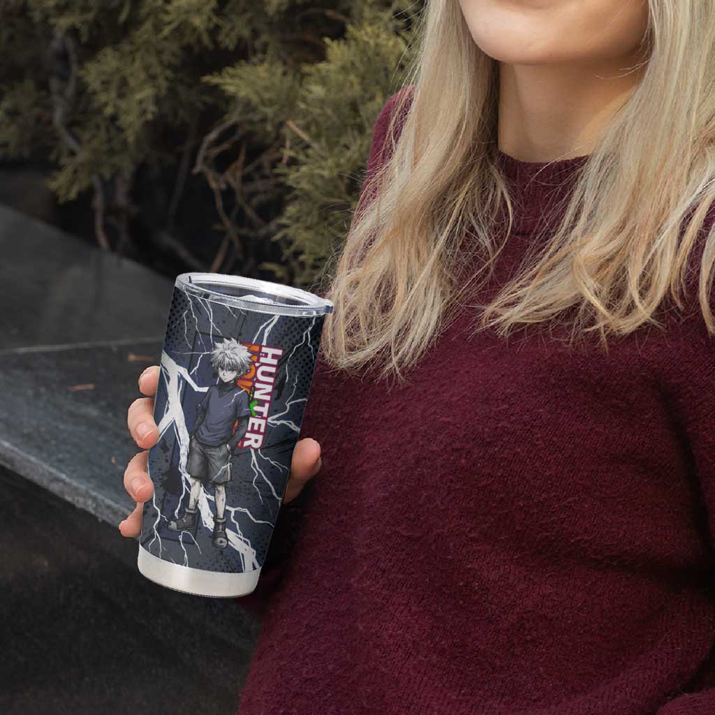 Killua Zoldyck Hunter x Hunter Lightning Aura Design Tumbler Cup with Transformation Artwork and Anime Style Graphics - The Mazicc