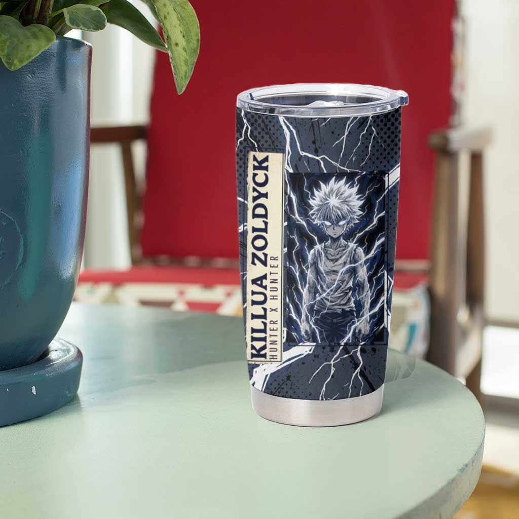 Killua Zoldyck Hunter x Hunter Lightning Aura Design Tumbler Cup with Transformation Artwork and Anime Style Graphics - The Mazicc