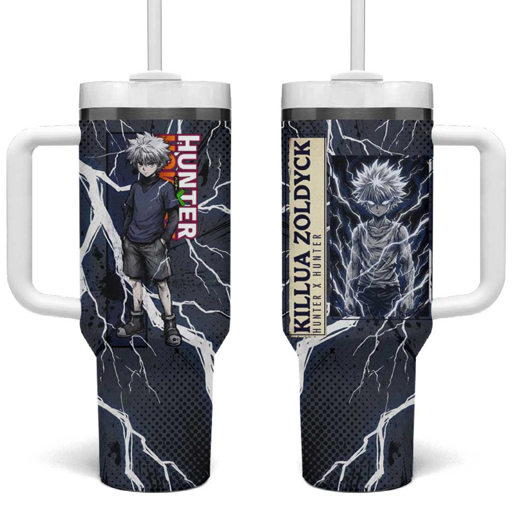 Killua Zoldyck Hunter x Hunter Lightning Aura Design Tumbler With Handle with Transformation Artwork and Anime Style Graphics - The Mazicc