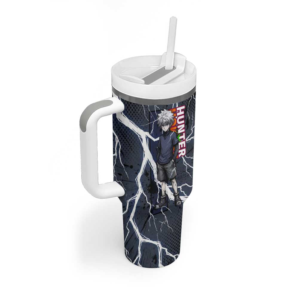 Killua Zoldyck Hunter x Hunter Lightning Aura Design Tumbler With Handle with Transformation Artwork and Anime Style Graphics - The Mazicc