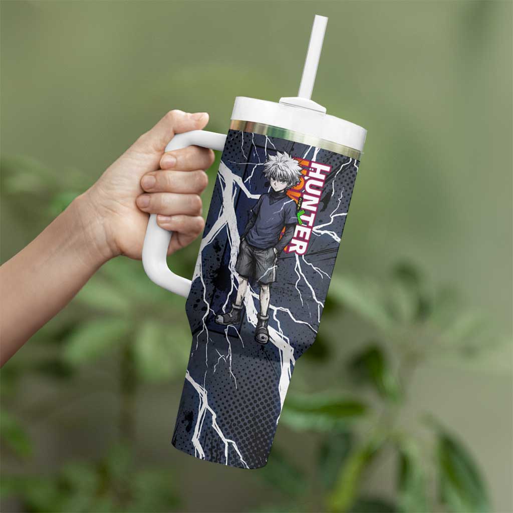 Killua Zoldyck Hunter x Hunter Lightning Aura Design Tumbler With Handle with Transformation Artwork and Anime Style Graphics - The Mazicc