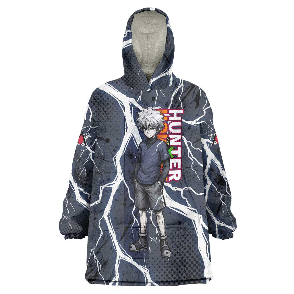 Killua Zoldyck Hunter x Hunter Lightning Aura Design Wearable Blanket Hoodie with Transformation Artwork and Anime Style Graphics - The Mazicc